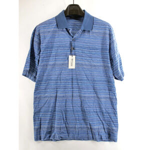 St. Croix Polo Shirt Mens Large Blue Striped Short Sleeve Pullover With Tags